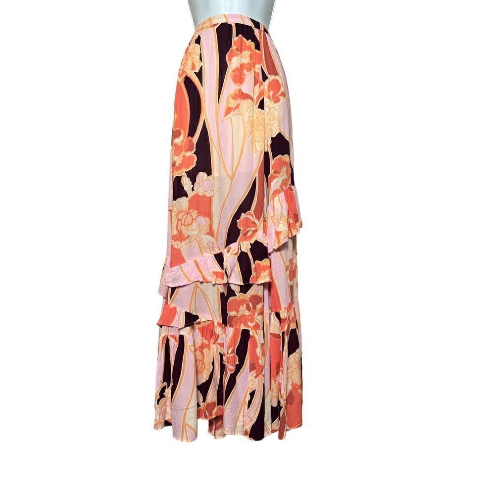 Free People Bring the summer back floral high/low maxi skirt SZ 10